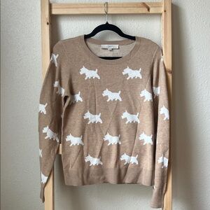 LOFT Camel Sweater with White Dog Design